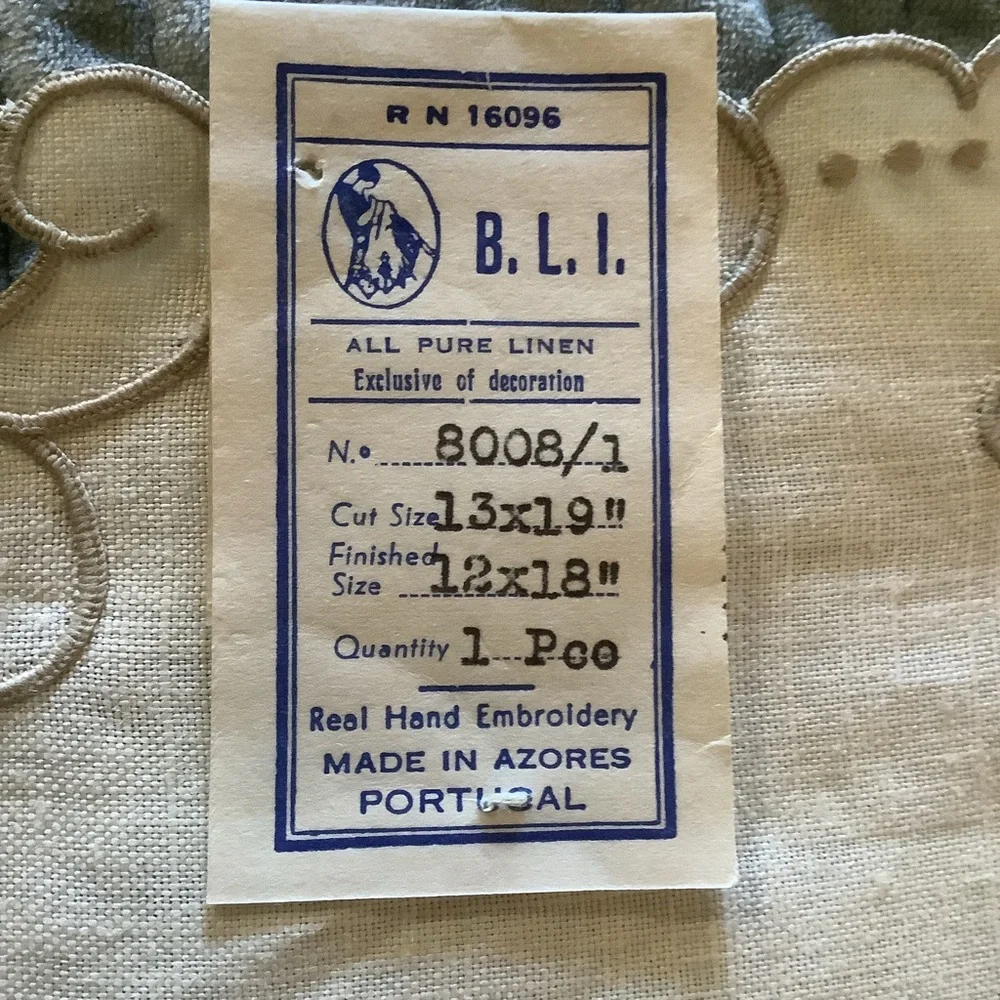 Five Piece Hand Embroidered in Portugal  Linen Set